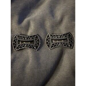 Vintage 1950’s Tiptoe Black Rhinestone Shoe Buckels 2 1/4 inch X 1 1/2 inch USA